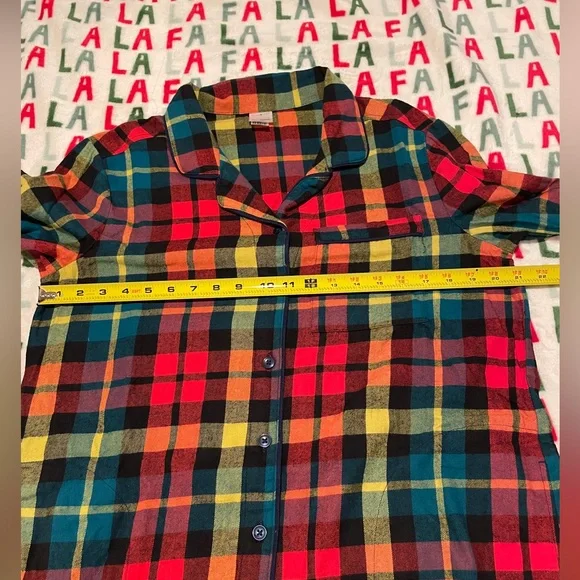 Hanna Andersson women’s Colorful Plaid flannel Button-Up nightshirt w/pockets - Picture 8 of 8